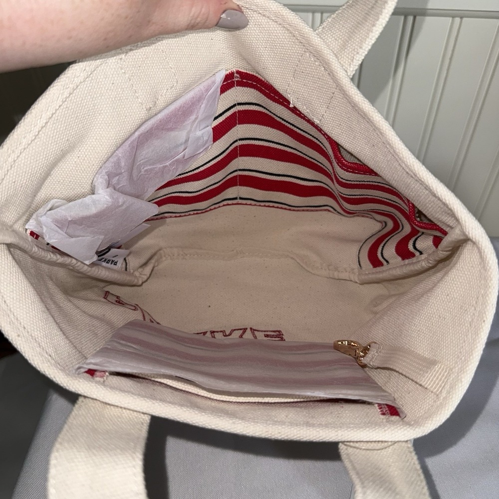 Parke x Target Mini Canvas Tote Bag Handbag Purse Beige Red NWT Sold Out - Picture 3 of 11
